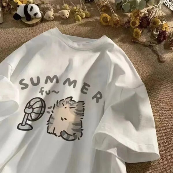 Victoria T-shirt Cotton Girls Sleeve Korean Kpop Clothes Casual Oversized - Image 3