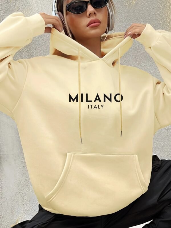 Milano Print Kangaroo Pocket Hoodie – Casual Long Sleeve hoodie  for Women - Image 3