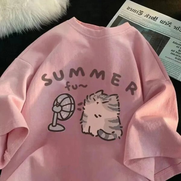 Victoria T-shirt Cotton Girls Sleeve Korean Kpop Clothes Casual Oversized - Image 2