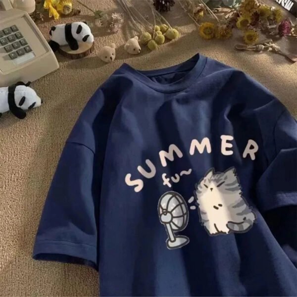Victoria T-shirt Cotton Girls Sleeve Korean Kpop Clothes Casual Oversized - Image 5